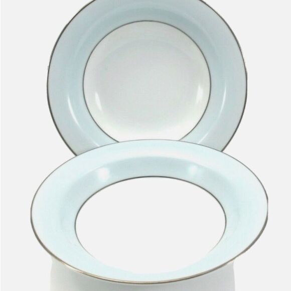 Noritake Bluedale 5533 FRUIT BOWL Set of 2  Light Blue Rim Vintage 1950’s G4 - Picture 5 of 7